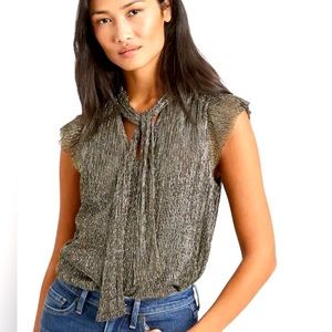 New! Gold metallic flutter sleeve top Banana Republic
